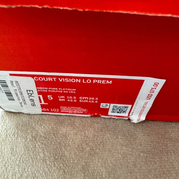 Nike Men’s Court Vision Lo Premium•Rainbow-Pure Platinum•mismatch size 10.5/11.5 - Picture 11 of 13